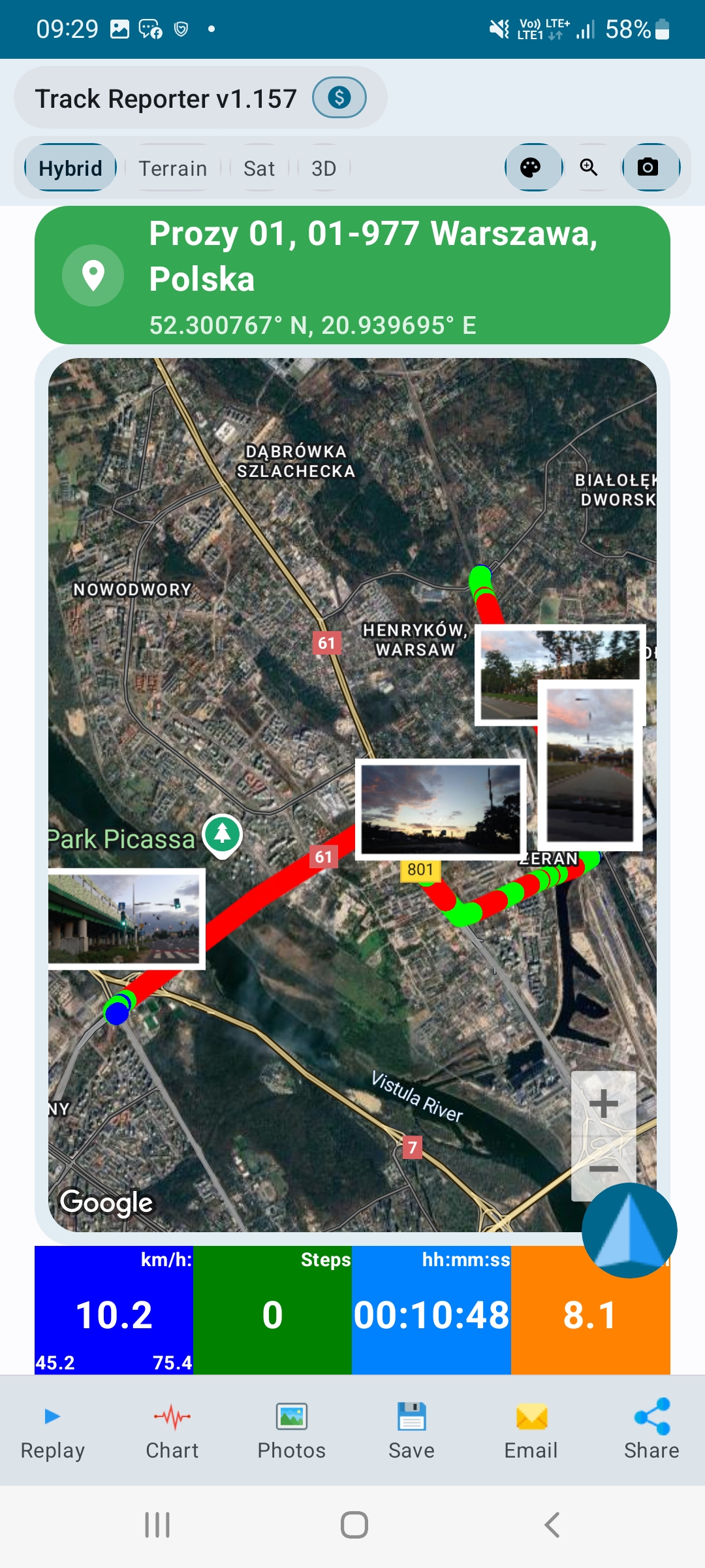 Track Reporter route view