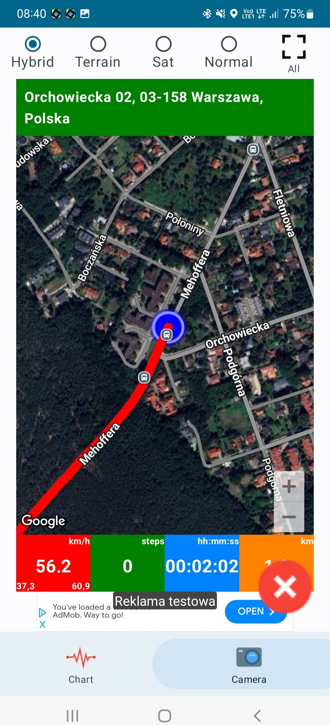 View route in full screen mode